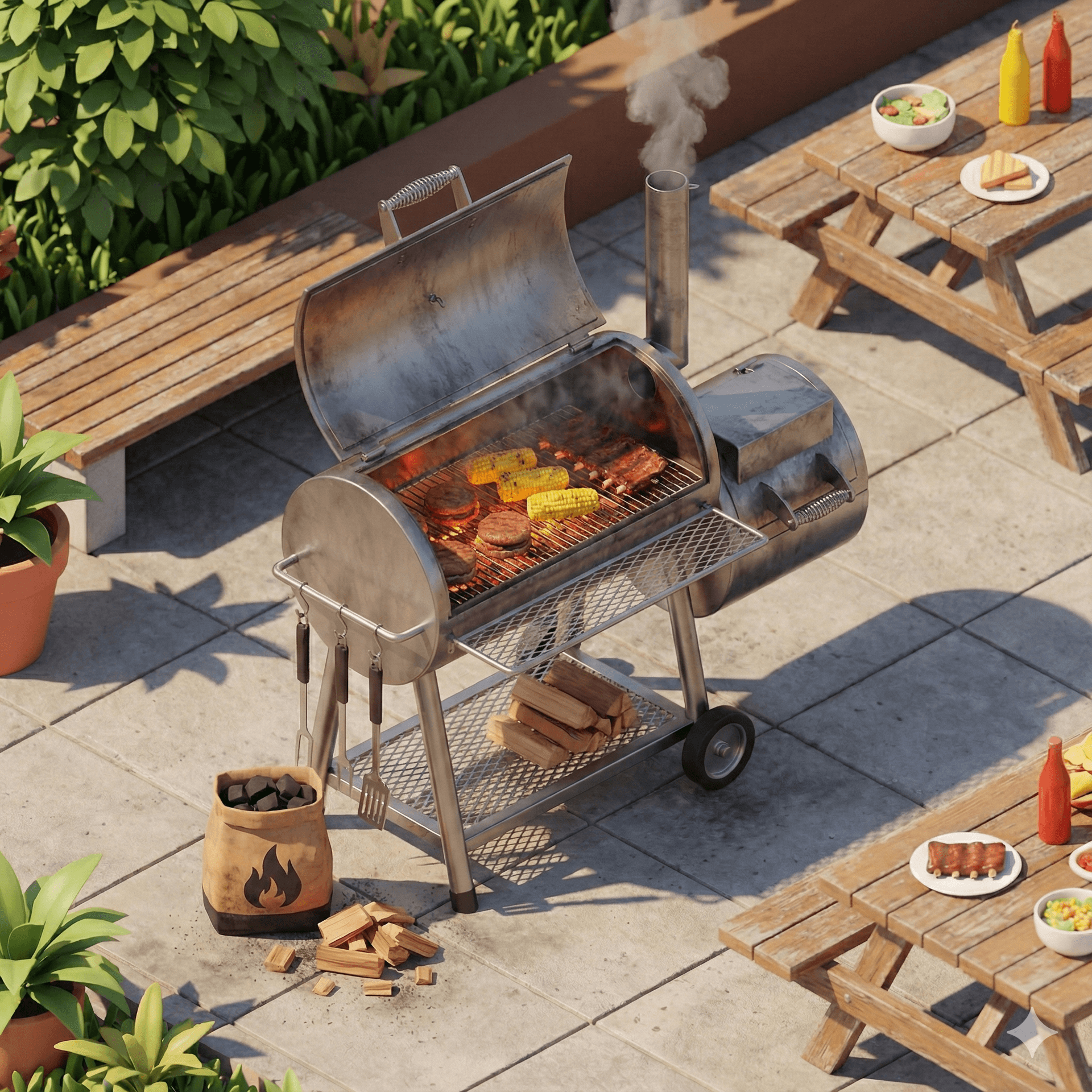 Searing smash burger on a hot grill